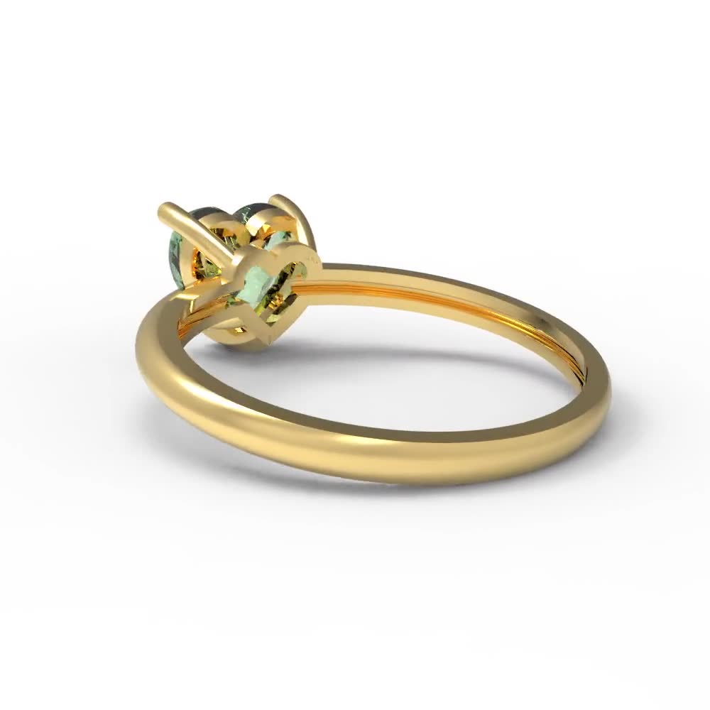 2 ct Brilliant Heart Cut Designer Genuine Flawless Green Simulated Diamond  14K 18K Yellow Gold Solitaire Ring